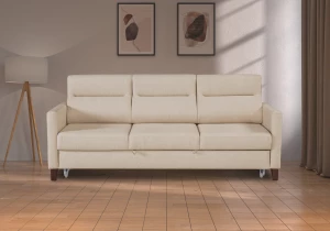 Второе фото. Прямой диван-кровать Марсель, велюровый, светло-песочный, 223х90х99 см