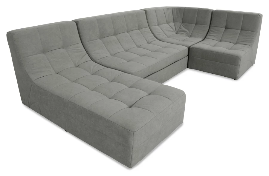 Угловой диван-кровать Палладиум 2, модульный, серый, 325х185х88 см (изображение №7)