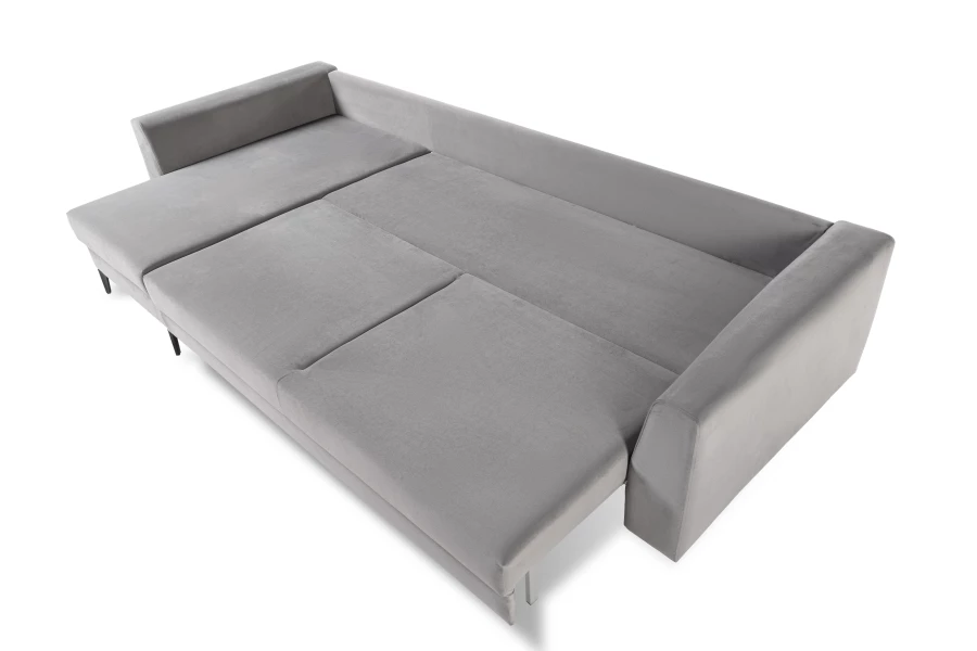 Диван-кровать Тенериф 1, велюровый, раскладной серый велюр, 315х157х70 см (изображение №7)