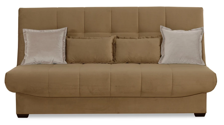 Прямой диван-кровать Аккорд, велюровый, раскладной, какао, 192х100х95 см (изображение №2)