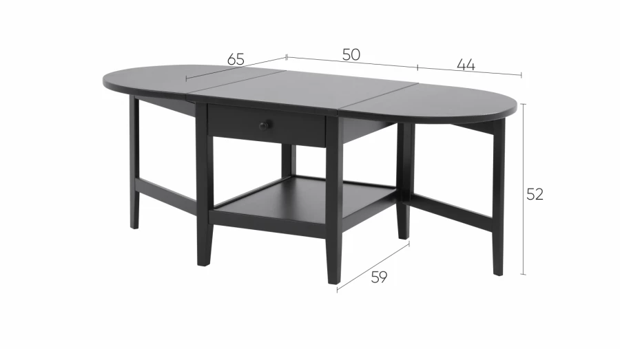 Стол журнальный с ящиком - аналог ИКЕА / ARKELSTORP/АРКЕЛЬСТОРП/ВУХТЫМ / IKEA , 140x65x52 см, черный (изображение №9)