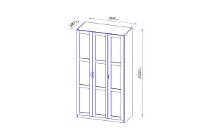 Шкаф трехстворчатый Пегас - аналог IKEA BRIMNES,116,9х58х202,венге