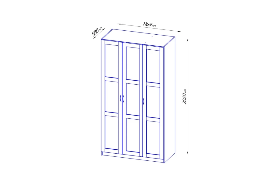 Шкаф трехстворчатый Пегас - аналог IKEA BRIMNES,116,9х58х202,венге (изображение №4)