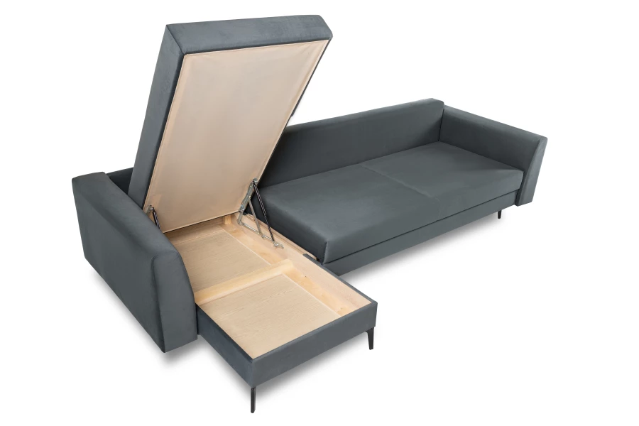 Диван-кровать Тенериф 1, велюровый, раскладной, графитовый велюр, 315х157х70 см (изображение №8)