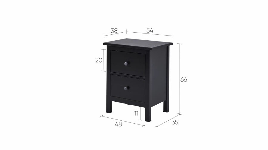 Комод с 2 ящиками - аналог IKEA HEMNES / ХЕМНЭС/ ХЕМНЕС / КЫМОР / ИКЕА 54х66х38 см, черный (изображение №5)