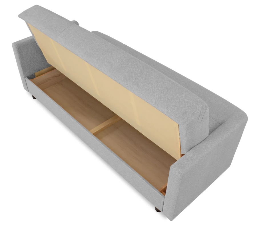Диван-кровать Квин, раскладной, с ящиком для белья,  светло-серый велюр, 216х84х85 см (изображение №8)