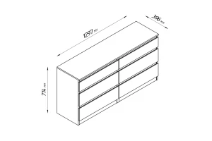 Комод 6 ящиков Кастор - аналог IKEA KULLEN,129х39х71,белый