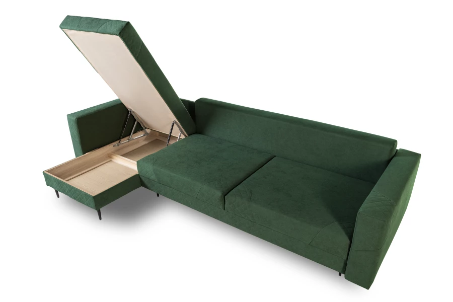 Диван-кровать Тенериф 3 прямой, велюровый, раскладной, зеленый, 312х157х90 см. (изображение №9)