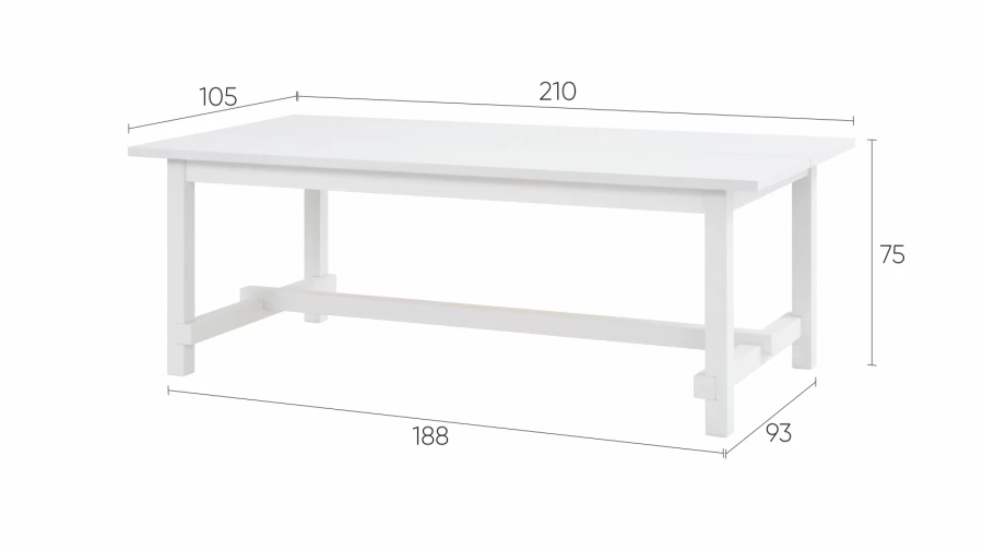 Стол барный  -  аналог IKEA/NORDVIKEN/НОРДВИКЕН /ТОЛЫСЬ/ ИКЕА,  210x105см, белый (изображение №4)