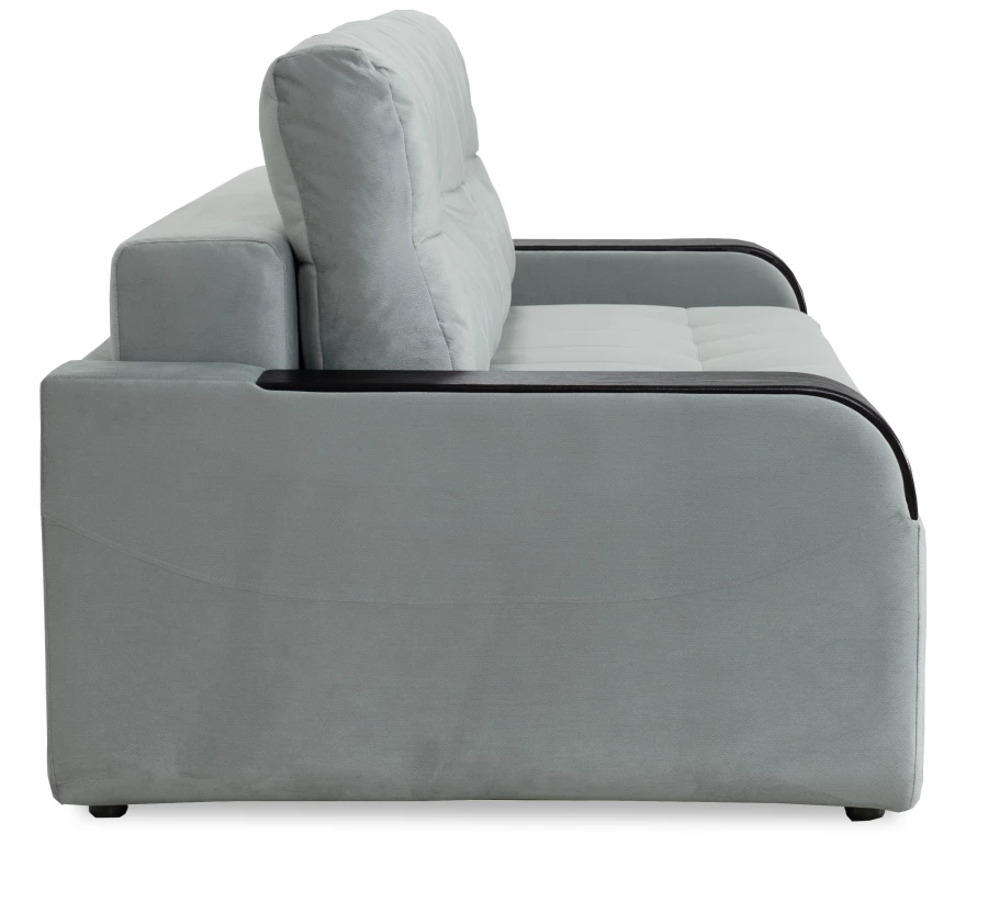 Диван-кровать Татьяна 5 БД Optima велюровый, раскладной, с ящиком для белья, механизм Еврокнижка, светло-серый велюр, 234х117х100см (изображение №4)