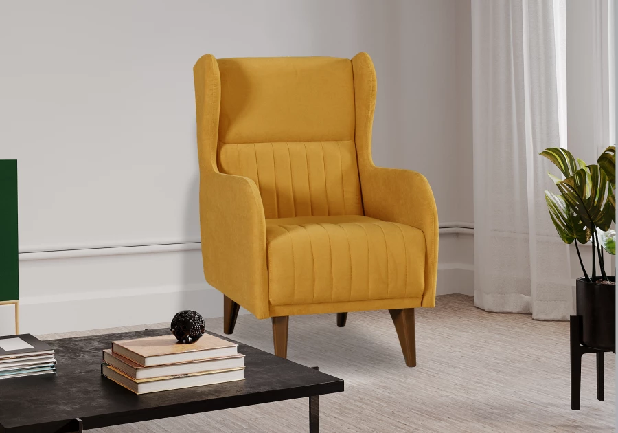 Кресло мягкое Градара, велюр, анатомическое, желтый 66х84х102 см (изображение №7)