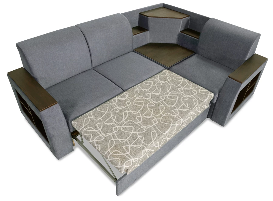 Угловой диван-кровать Сенатор, серый, 260х187х92 см (изображение №10)
