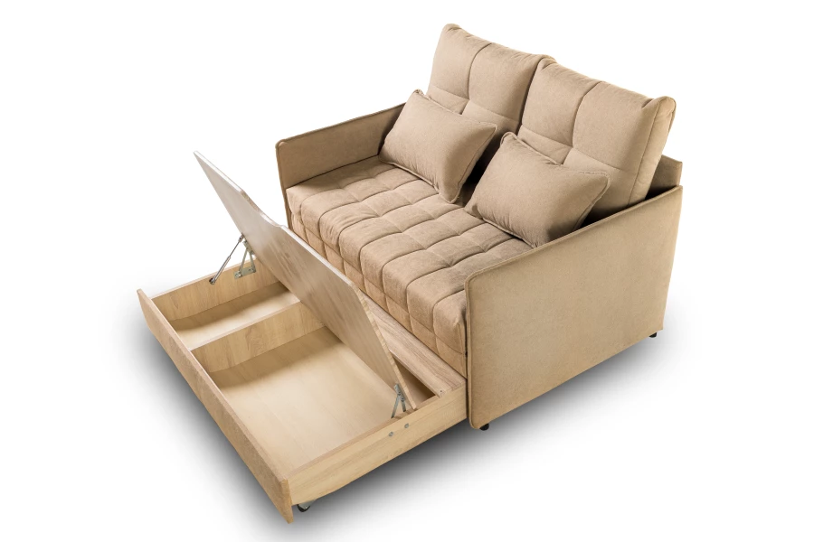 Диван-кровать Панда, велюровый, раскладной, бежевый, 145х101х100 см (изображение №8)