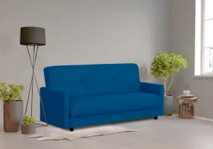 Второе фото. Диван-кровать Квин с ящиком для белья, синий велюр, 216х84х85 см