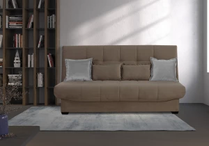 Второе фото. Прямой диван-кровать Аккорд велюровый, раскладной, песочно-серый, 192х100х95 см