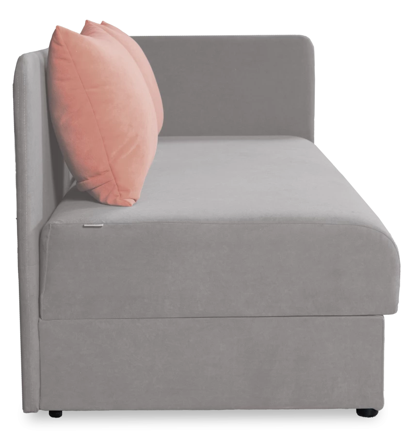 Диван-кровать Орлеан велюровый, раскладной, с ящиком для белья, механизм Книжка, бледно-розовый велюр, 198х88х81 см (изображение №6)