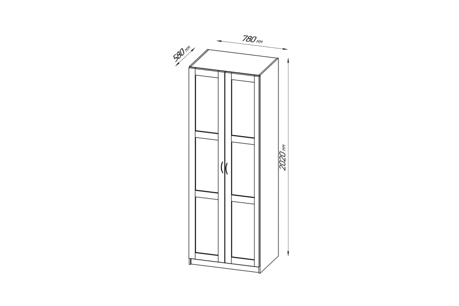 Шкаф двухстворчатый Пегас - аналог IKEA BRIMNES,78х58х202,венге (изображение №4)