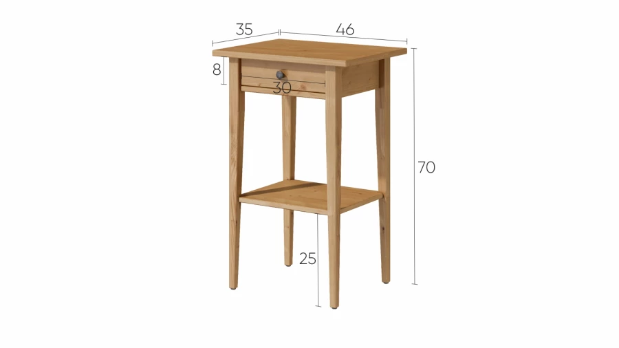 Тумба прикроватная - аналог IKEA HEMNES / ХЕМНЭС/ ХЕМНЕС / КЫМОР/ ИКЕА 46х70X35 см, светло-коричневый (изображение №4)