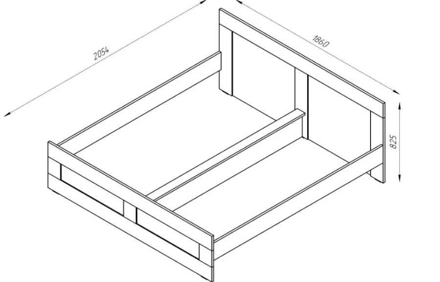 Кровать двойная СИРИУС - аналог IKEA BRIMNES, 180x200 см, сонома (изображение №2)