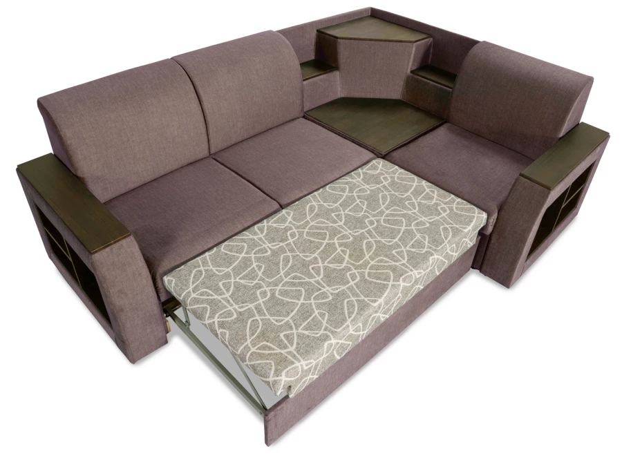 Угловой диван-кровать Сенатор, коричневый, 260х187х92 см (изображение №11)