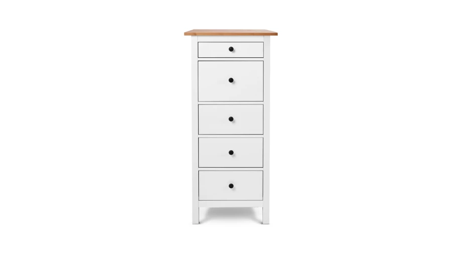 Комод с 5 ящиками - аналог IKEA HEMNES / ХЕМНЭС/ ХЕМНЕС / КЫМОР / ИКЕА 58х131х40 см, белый/светло-коричневый (изображение №2)