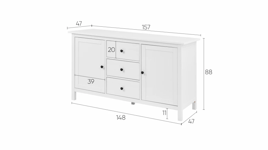 Сервант - аналог IKEA HEMNES / ХЕМНЭС/ ХЕМНЕС / КЫМОР / ИКЕА 157х89х47 см, белый (изображение №5)