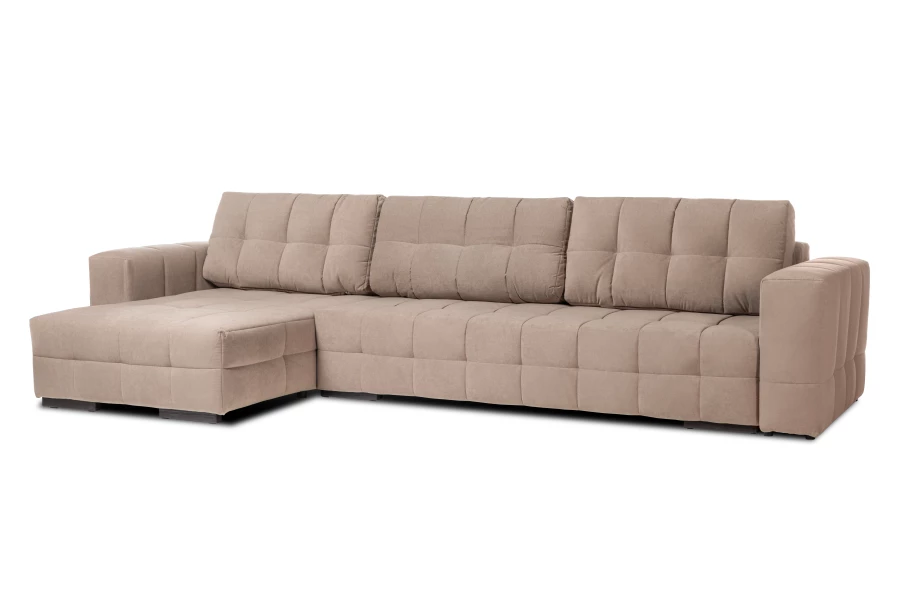 Диван-кровать Реал 2, велюровый, раскладной, бежевый велюр, 350х180х90 см (изображение №1)