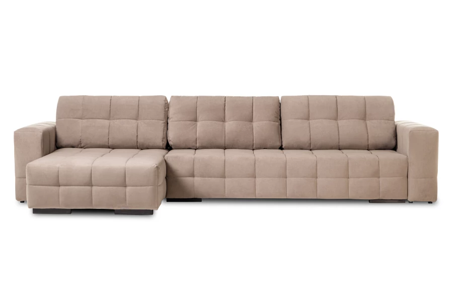 Диван-кровать Реал 2, велюровый, раскладной, бежевый велюр, 350х180х90 см (изображение №4)