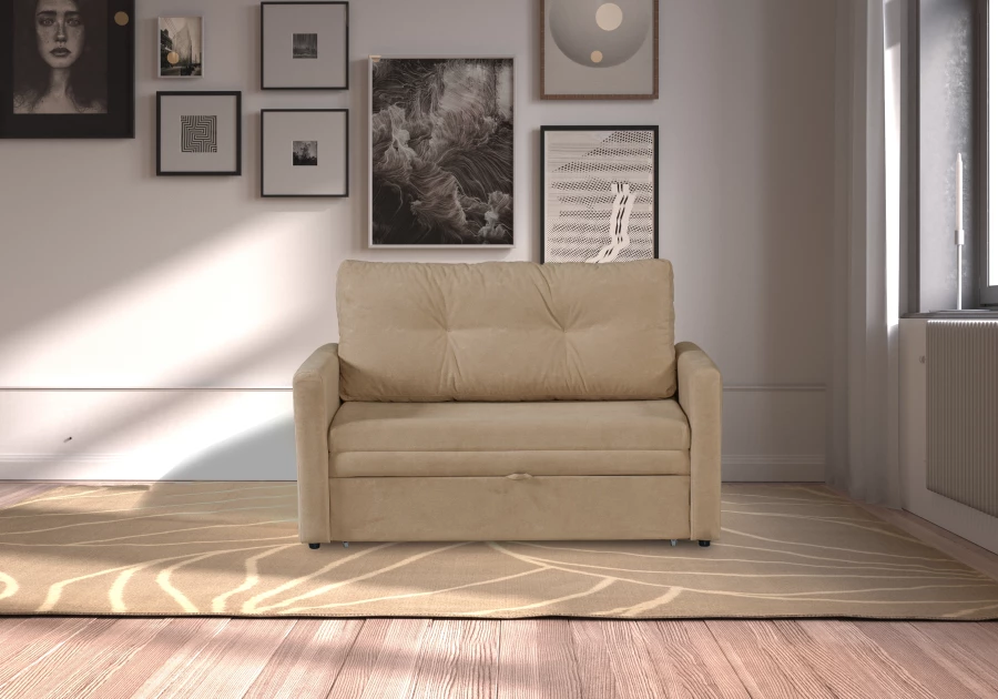 Диван-кровать Юнат 120, раскладной, серо-песочный с мелкими разводами, 142х87х94 см (изображение №5)