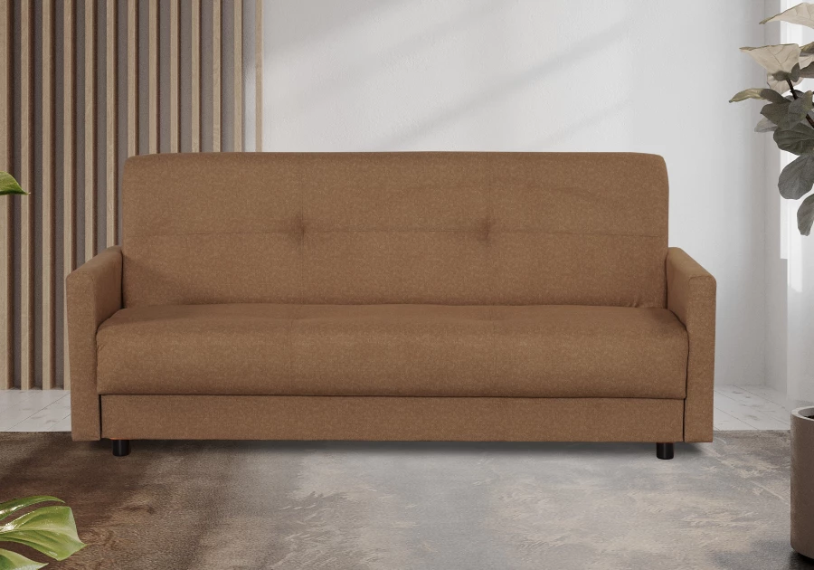 Диван-кровать Квин, раскладной, с ящиком для белья,  коричневый-велюр, 216х84х85 см (изображение №10)