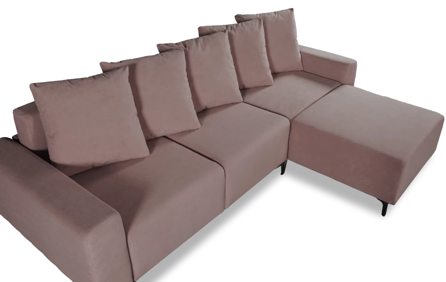 Угловой диван-кровать Халиф, механизм Пантограф, розово-сиреневый велюр, 261х102х96 см (изображение №8)