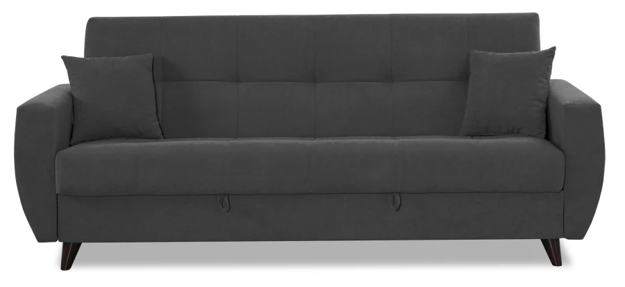 Диван-кровать Бетти 2 велюровый, раскладной, темно-серый, 236х88х96 см (изображение №4)