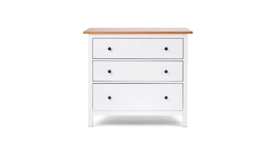 Комод с 3 ящиками - аналог IKEA HEMNES / ХЕМНЭС/ ХЕМНЕС / КЫМОР / ИКЕА 108х96х50 см, белый/светло-коричневый (изображение №2)