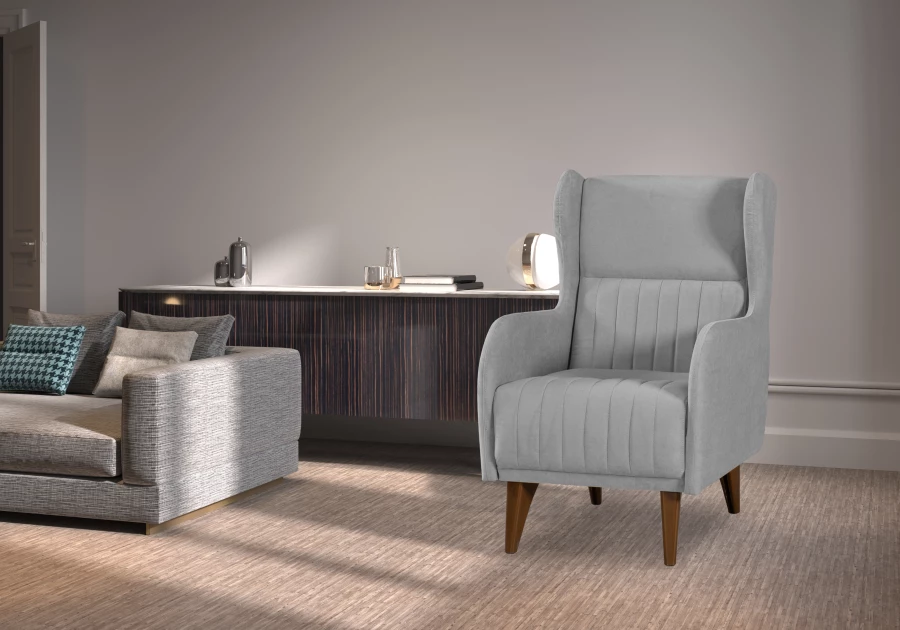 Кресло мягкое Градара, велюр, анатомическое, светло-серый,  66х84х102 см (изображение №9)