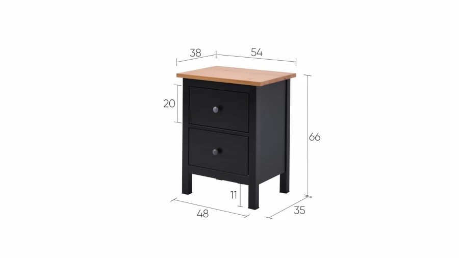 Комод с 2 ящиками - аналог IKEA HEMNES / ХЕМНЭС/ ХЕМНЕС / КЫМОР / ИКЕА 54х66х38 см, черный/светло-коричневый (изображение №5)