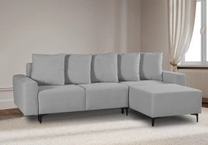 Второе фото. Угловой диван-кровать Халиф, светло серый велюр 261х102х96 см