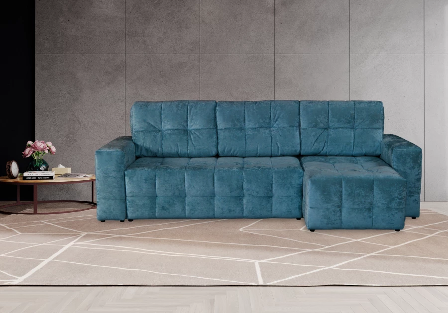 Угловой диван-кровать Реал, светло-синий,  228х160х97 см (изображение №9)