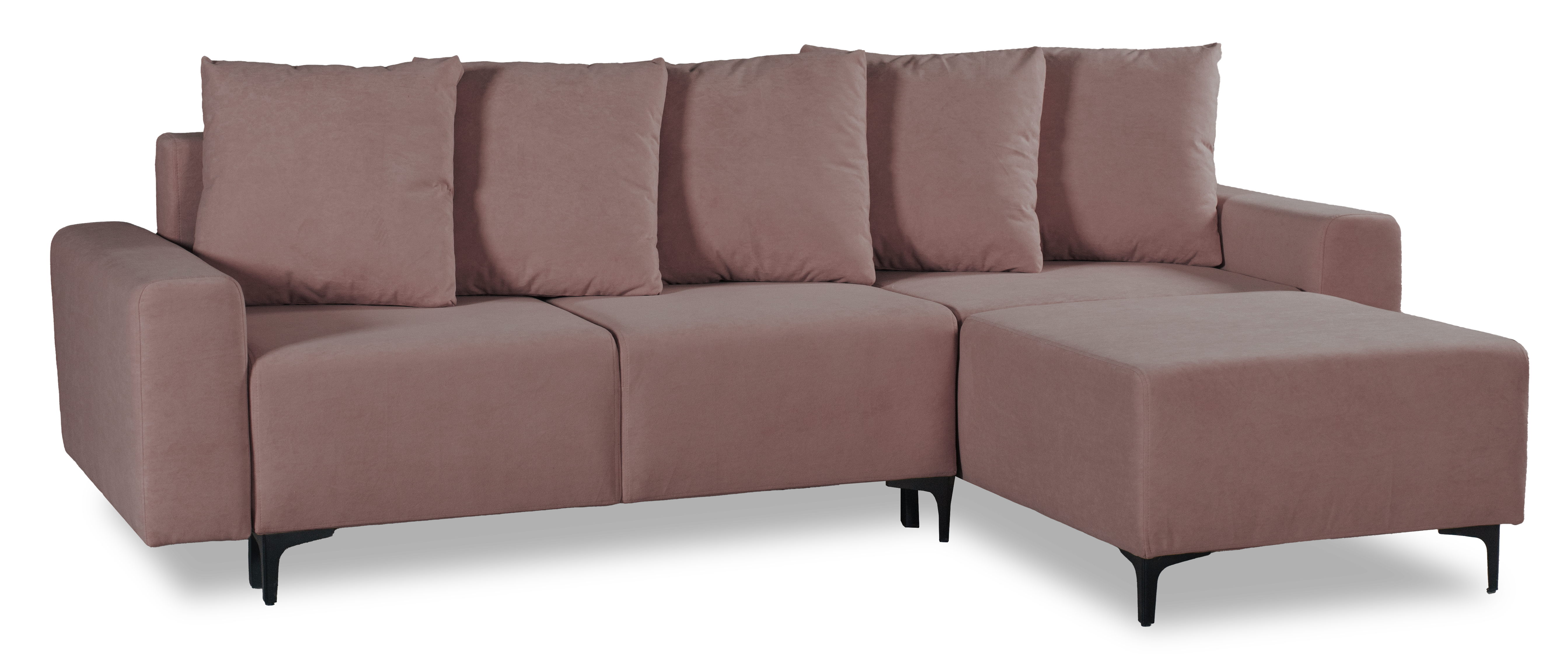 Угловой диван-кровать Халиф, механизм Пантограф, розово-сиреневый велюр, 261х102х96 см