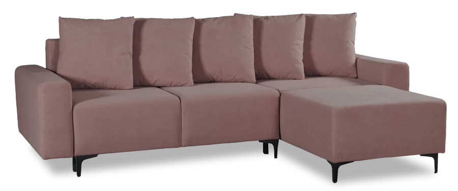 Угловой диван-кровать Халиф, механизм Пантограф, розово-сиреневый велюр, 261х102х96 см (изображение №1)