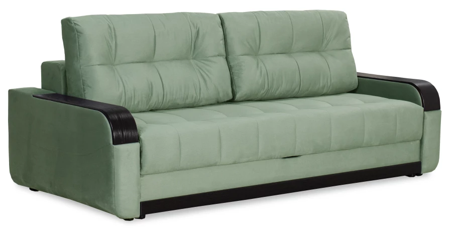 Диван-кровать Татьяна 5 БД Optima велюровый, раскладной, с ящиком для белья/ механизм Еврокнижка, мятный велюр,  234х117х100см (изображение №3)
