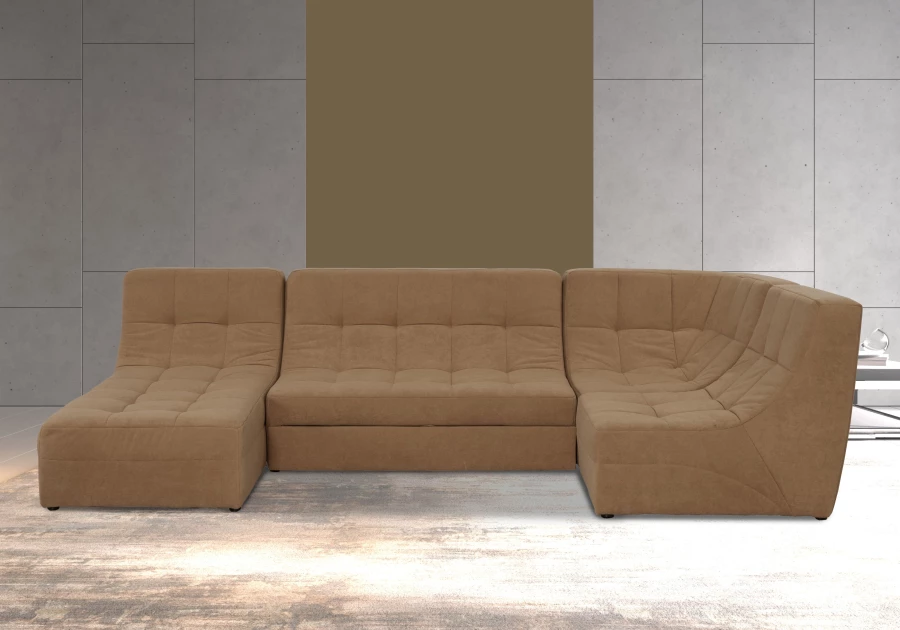 Угловой диван-кровать Палладиум 2, модульный, какао, 325х185х88 см (изображение №11)