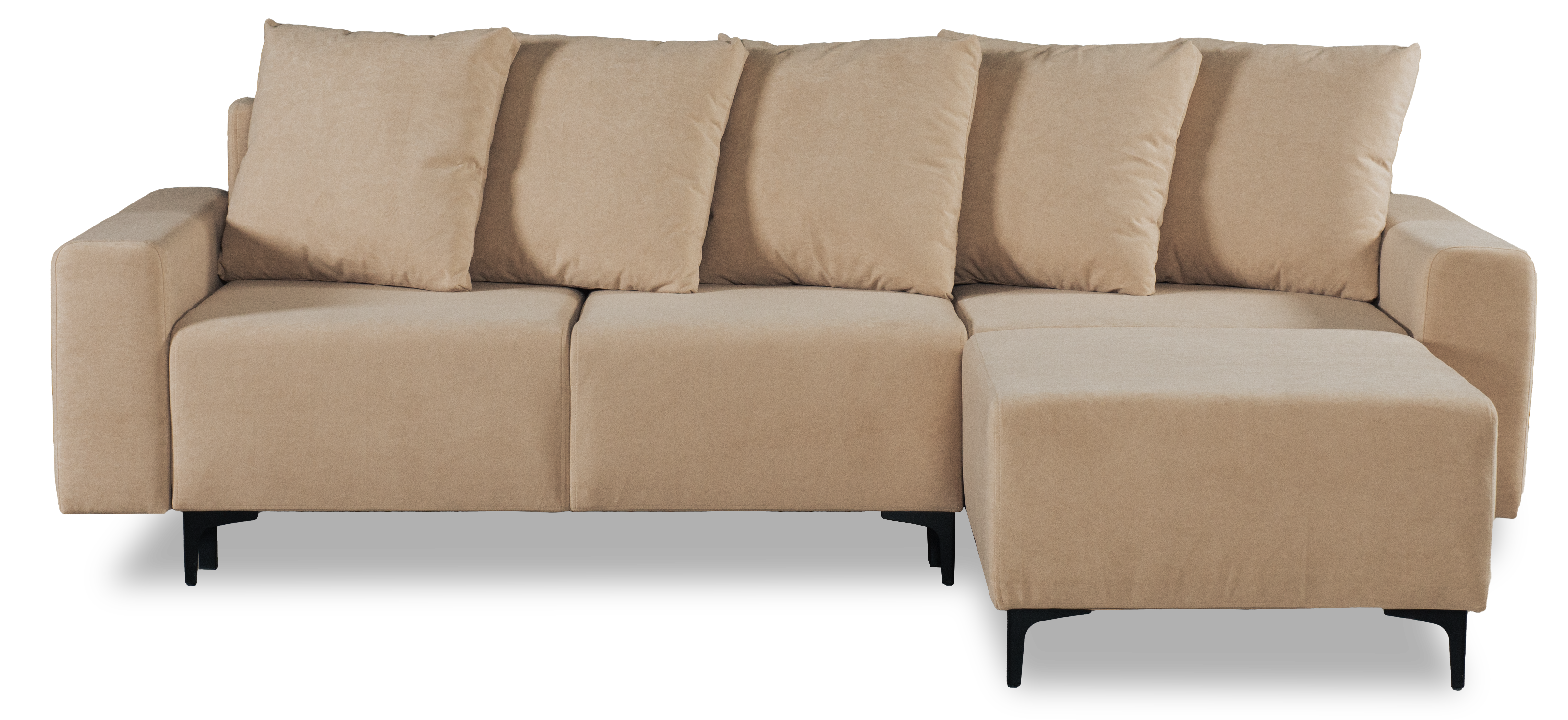 Угловой диван-кровать Халиф со спальным местом бежево кремовый велюр, 261х102х96 см