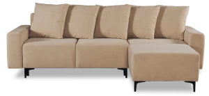 Угловой диван-кровать Халиф со спальным местом бежево кремовый велюр, 261х102х96 см