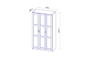Шкаф трехстворчатый Пегас - аналог IKEA BRIMNES,116,9х58х202,сонома