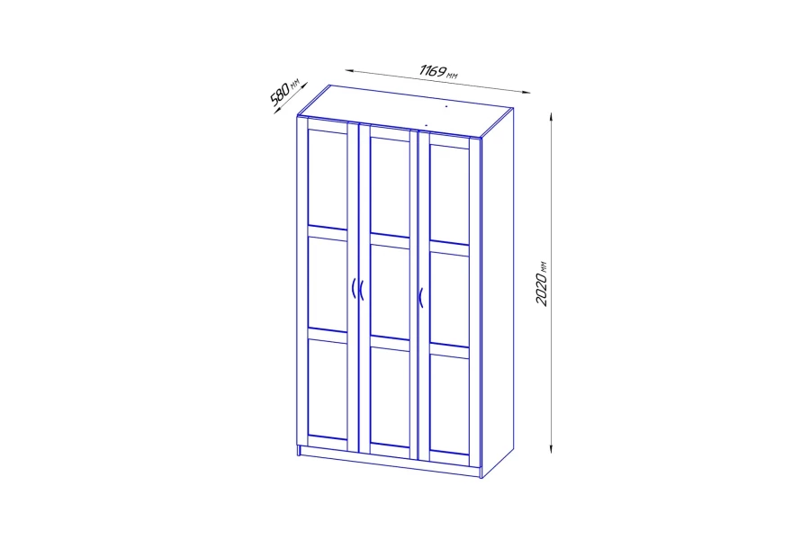 Шкаф трехстворчатый Пегас - аналог IKEA BRIMNES,116,9х58х202,сонома (изображение №4)