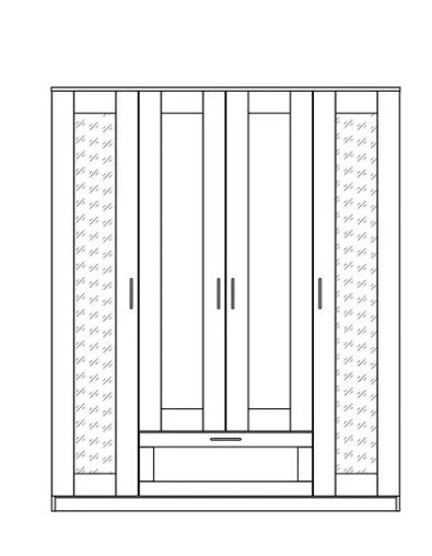 Шкаф комбинированный 4 двери и 1 ящик СИРИУС - аналог IKEA BRIMNES, Дуб Венге (с 2 зеркалами) (изображение №5)