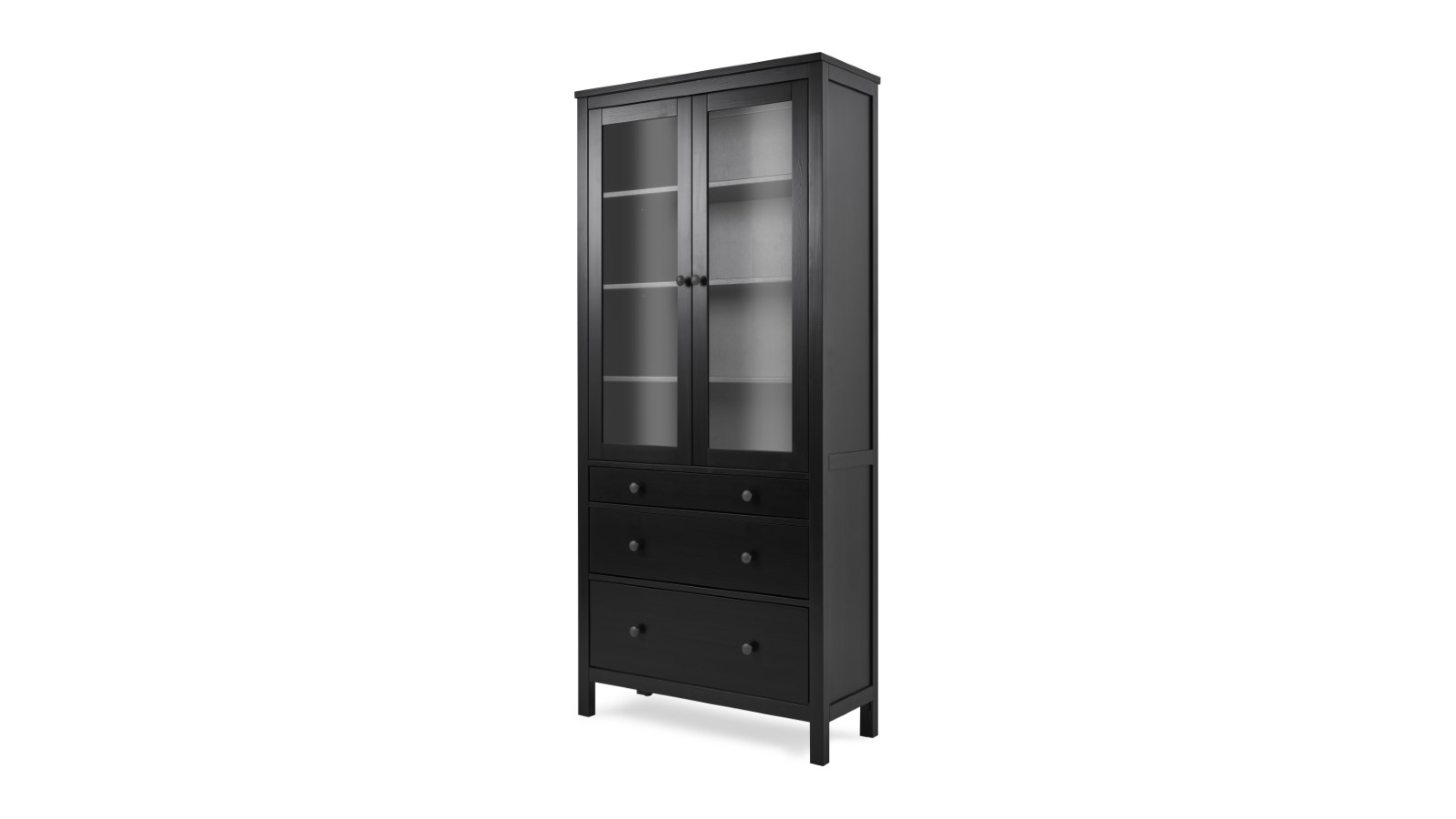 Шкаф-витрина 3 ящика - аналог IKEA HEMNES / ХЕМНЭС/ ХЕМНЕС / КЫМОР / ИКЕА 90х198х37 см, черный