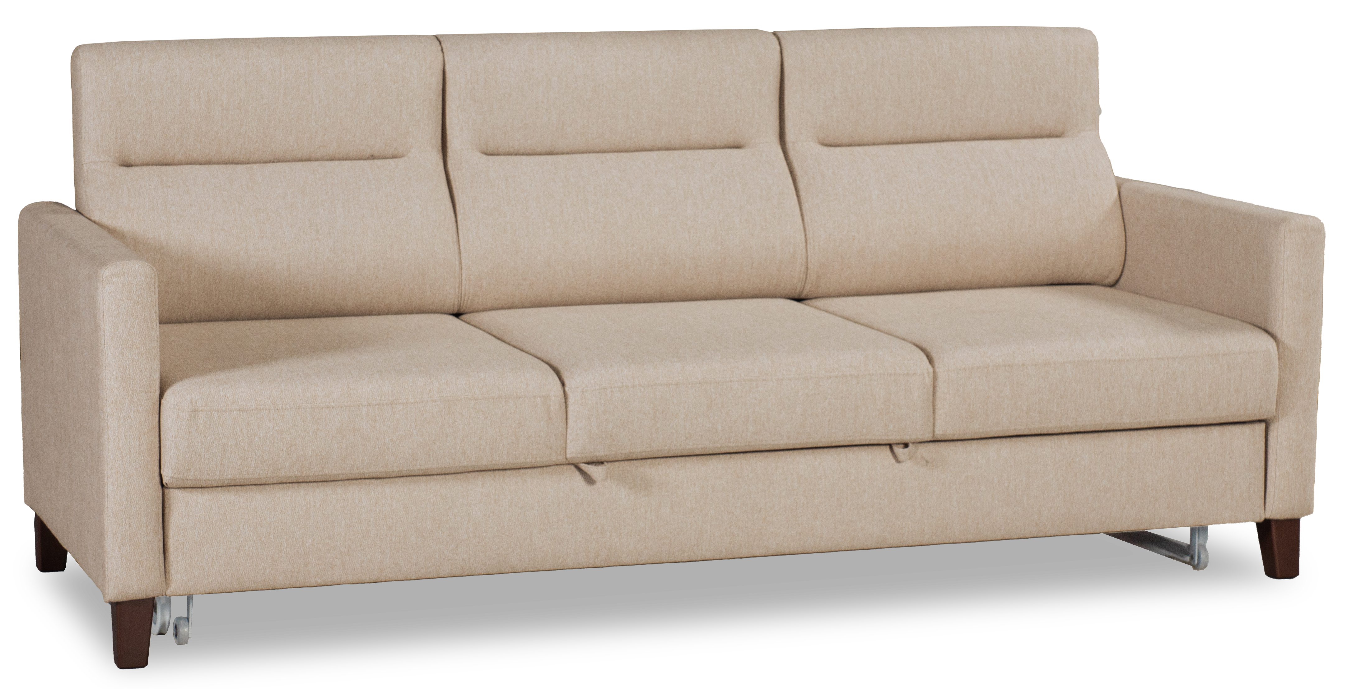 Прямой диван-кровать Марсель, велюровый, светло-песочный, 223х90х99 см