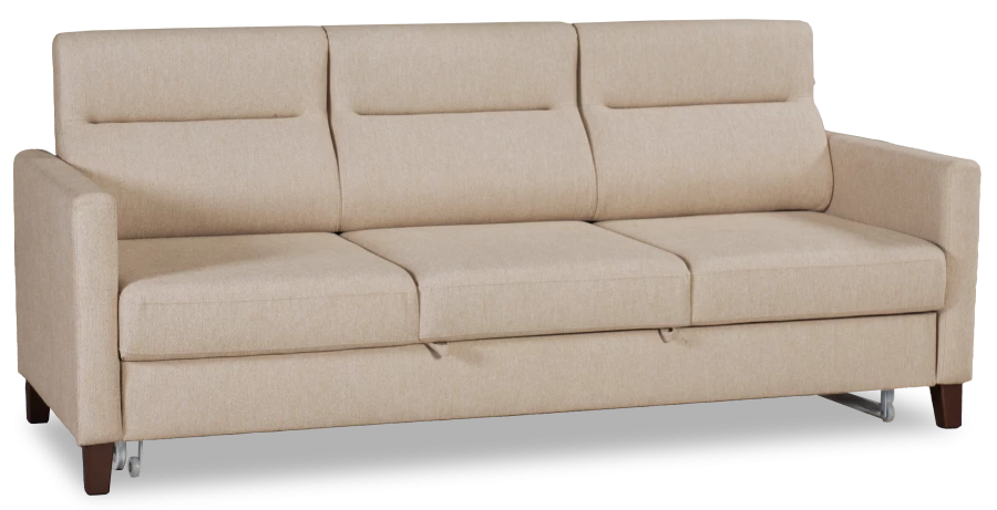 Прямой диван-кровать Марсель, велюровый, светло-песочный, 223х90х99 см (изображение №1)