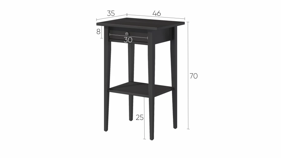 Тумба прикроватная - аналог IKEA HEMNES / ХЕМНЭС/ ХЕМНЕС / КЫМОР/ ИКЕА 46х70X35 см, черный (изображение №4)